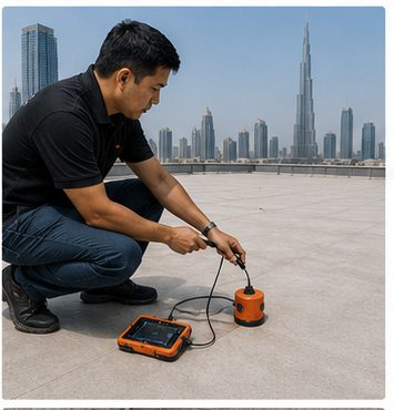 Acoustic leak survey on a Dubai rooftop