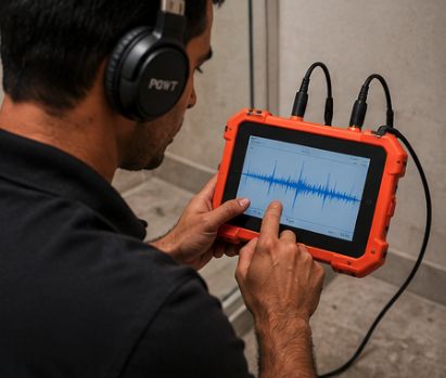 PQWT acoustic leak detector survey with isolation headphones in Dubai